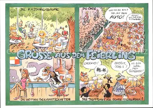 Freiburg Breisgau Feierling Karikaturen Kastanienbaeume netten Bekanntschaften Treffpunkt echte Freiburger Kat. Freiburg im Breisgau