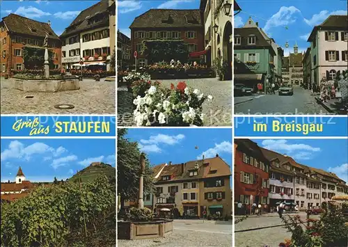 Staufen Breisgau Teilansichten Trauben Brunnen  Kat. Staufen im Breisgau