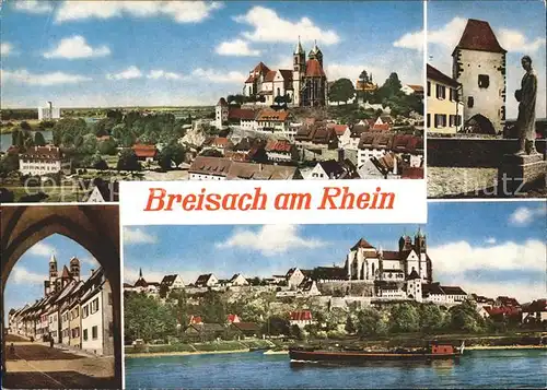 Breisach Rhein Lastkahn Kirche Strassenansicht Kat. Breisach am Rhein