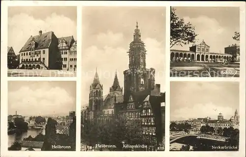 Heilbronn Neckar Rathaus Bahnhof Kilianskirche Neckarbruecke  Kat. Heilbronn