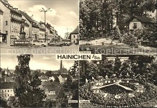 Hainichen Sachsen Markt Blumenuhr Stadtpark Kat. Hainichen Sachsen