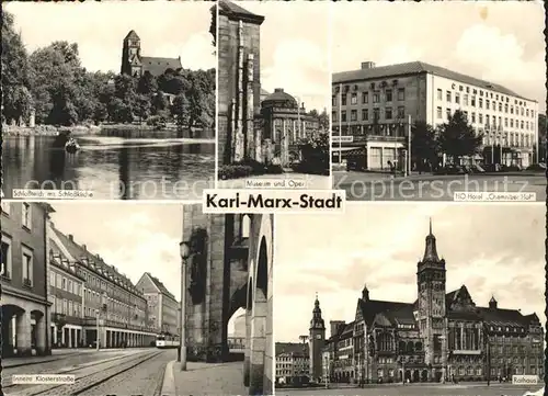 Karl Marx Stadt Innere Klosterstrasse HO Hotel Chemnitzer Hof Museum Oper Rathaus Kat. Chemnitz