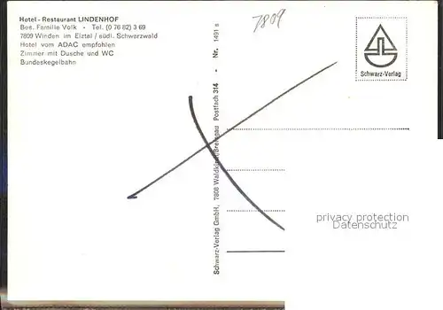 Winden Elztal Gasthaus Lindenhof  Kat. Winden im Elztal