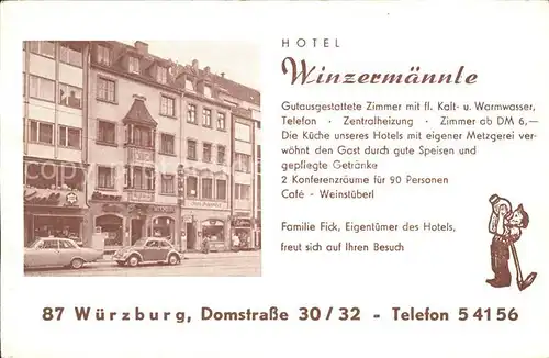 Wuerzburg Hotel Winzermaennle Lageplan Kat. Wuerzburg