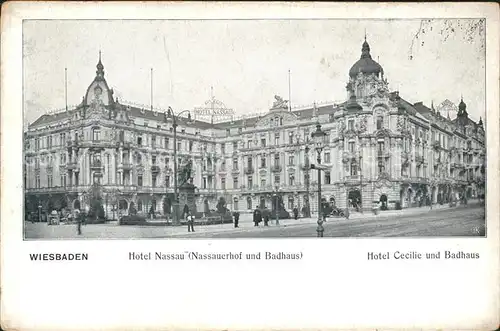 Wiesbaden Hotel Nassau und Hotel Cecilie mit Badhaus Kat. Wiesbaden
