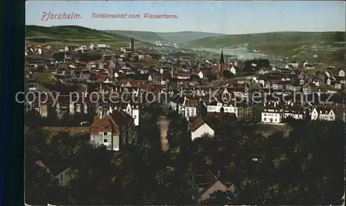 Pforzheim Totalansicht vom Wasserturm Kat. Pforzheim