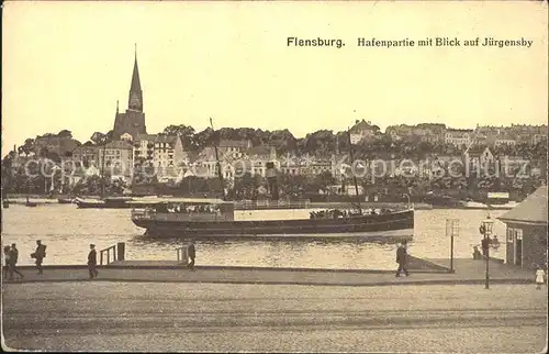 Flensburg Hafenpartie mit Juergensgy Frachter Kat. Flensburg