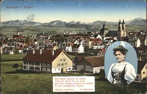 Kempten Allgaeu Gesamtansicht Allgaeuerin in Tracht Kat. Kempten (Allgaeu)