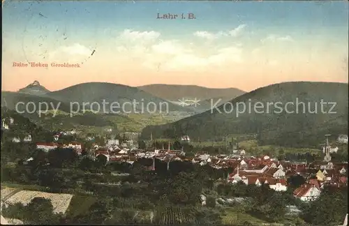 Lahr Schwarzwald Totalansicht mit Ruine Hohen Geroldseck Kat. Lahr