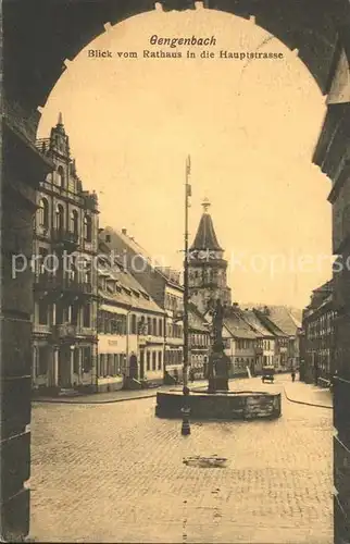 Gengenbach Blick vom Rathaus in die Hauptstrasse Brunnen Kat. Gengenbach Schwarzwald