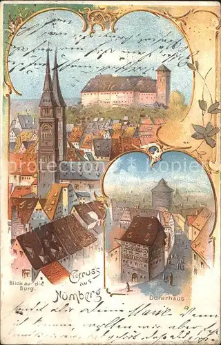 Nuernberg mit Burg und Duererhaus Kat. Nuernberg