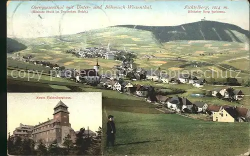 Oberwiesenthal Erzgebirge mit Fichtelberg und Neues Fichtelberghaus Kat. Oberwiesenthal