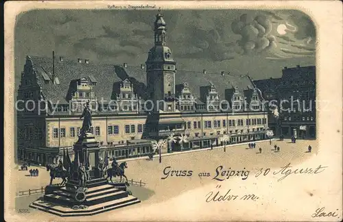 Leipzig Rathaus mit Siegesdenkmal Kat. Leipzig