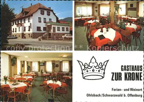 Ohlsbach Gasthaus zur Krone Gastraeume Kat. Ohlsbach Kinzigtal
