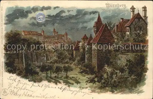 Nuernberg Burg mit Graben Kat. Nuernberg