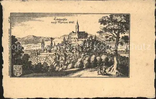 Lindenfels Odenwald nach Merian 1640  Kat. Lindenfels