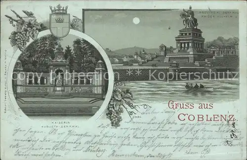 Koblenz Rhein Kaiserin Augusta Denkmal Provinzial Denkmal Kaiser Wilhelm I.  Kat. Koblenz