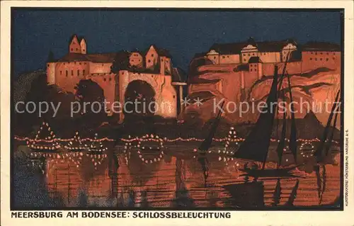Meersburg Bodensee Schlossbeleuchtung  Kat. Meersburg