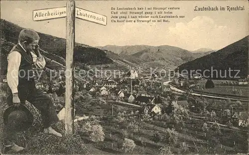 Lautenbach Renchtal Wegweiser Kind Gedicht  Kat. Lautenbach