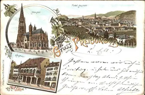 Freiburg Breisgau Muenster Kaufhaus Litho Kat. Freiburg im Breisgau