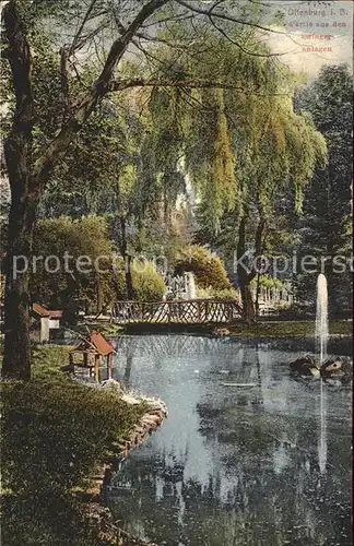 Offenburg Partie aus den Zwingeranlagen Park Teich Fontaene Kat. Offenburg