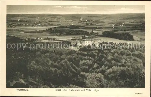 Essen Ruhr Panorama Ruhrtal Blick vom Ruhrstein auf Villa Huegel Kat. Essen