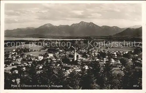 Prien Chiemsee Panorama mit Hochfelln und Hochgern Chiemgauer Alpen Kat. Prien a.Chiemsee