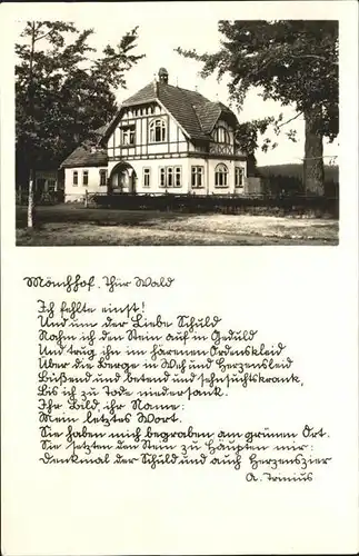 Elgersburg Waldgasthof Moenchhof Gedicht Kat. Elgersburg