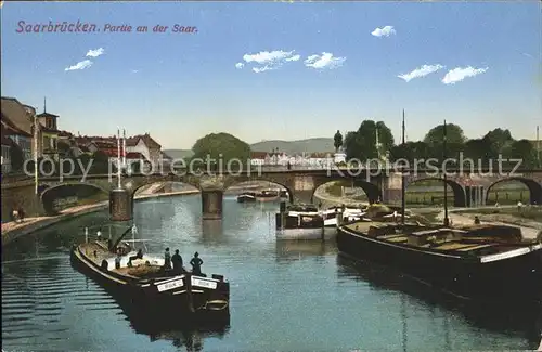 Saarbruecken Partie an der Saar Kahn Bruecke Kat. Saarbruecken