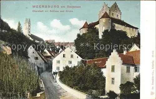 Meersburg Bodensee Oberstadt mit Schloss und Kirche Kat. Meersburg