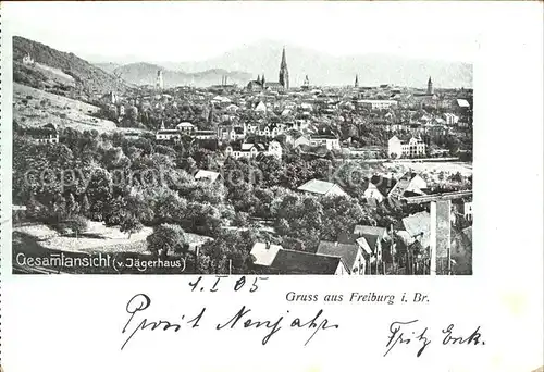 Freiburg Breisgau Gesamtansicht vom Jaegerhaus Kat. Freiburg im Breisgau