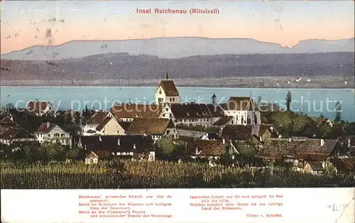 Mittelzell Ortsansicht mit Kirche Kat. Reichenau Bodensee