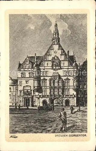 Dresden Georgenturm Kuenstlerkarte Wollmann Sammlung Kat. Dresden Elbe