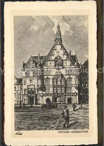 Dresden Georgenturm Kuenstlerkarte Wollmann Sammlung Kat. Dresden Elbe