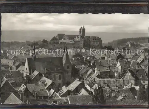 Quedlinburg Blick ueber die Altstadt Schloss Kat. Quedlinburg
