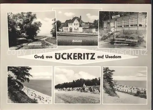 ueckeritz Usedom Achterwasser Bahnhof Strandklause Strand Kat. ueckeritz Usedom