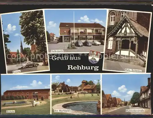 Rehburg Loccum Kirche Volksbank Ratsschenke Muehlentorstrasse Marktplatz Teich Schule Wappen Kat. Rehburg Loccum