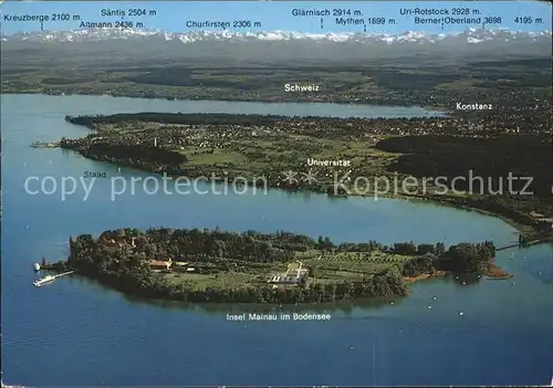 Insel Mainau Fliegeraufnahmemit Alpenkette Kat. Konstanz Bodensee