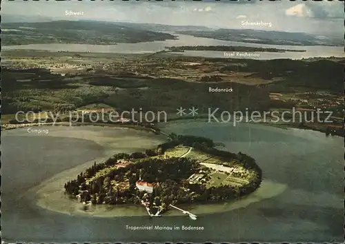 Insel Mainau mit Insel Reichenau Fliegeraufnahme Kat. Konstanz Bodensee