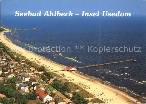 Ahlbeck Ostseebad Fliegeraufnahme Strand Seebruecke Kat. Heringsdorf Insel Usedom