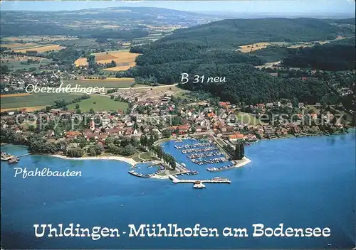Uhldingen Muehlhofen Fliegeraufnahme mit Pfahlbauen Hafen Kat. Uhldingen Muehlhofen
