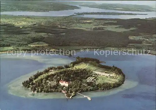Insel Mainau Fliegeraufnahme mit Insel Reichenau Kat. Konstanz Bodensee