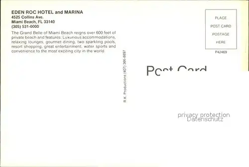Miami Beach Eden Roc Hotel and Marina Kat. Miami Beach