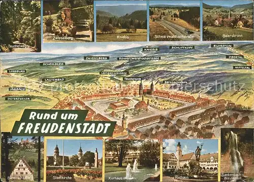 Freudenstadt Panoramakarte rund um Freudenstadt Kat. Freudenstadt