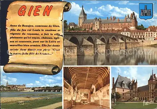 Gien Pont Loire Eglise Sainte Jeanne d Arc Chateau Kat. Gien