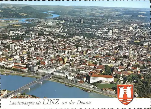 Linz Donau Fliegeraufnahme Kat. Linz