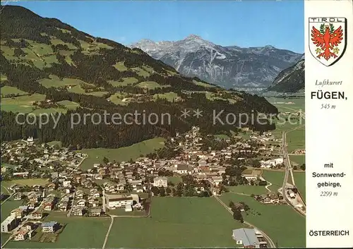 Fuegen Sonnwendgebirge Fliegeraufnahme Kat. Fuegen Zillertal