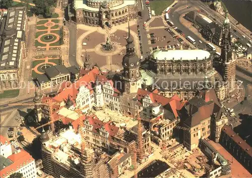Dresden Altstaedter Wache Schloss Katholische Hofkirche Fliegeraufnahme Kat. Dresden Elbe