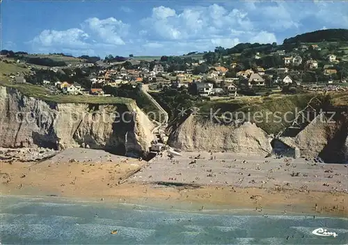 Berneval le Grand Fliegeraufnahme Plage Falaises  Kat. Berneval le Grand