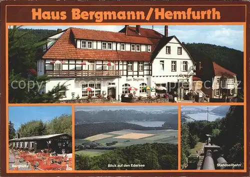 Hemfurth Edersee Hotel Restaurant Haus Bergmann Waldgasthof Berghuette Kat. Edertal